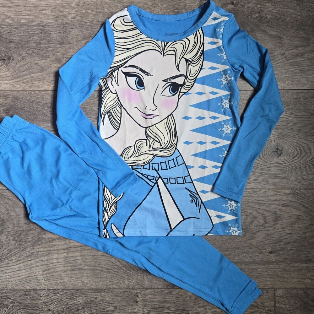 Disney Frozen Elsa ClimateRight Cuddl Duds Thermal Set Girls XS 4-5 Pajamas Blue